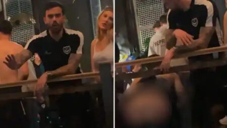 Jogadores do Portsmouth causam destruição em bar durante festa com torcedores. Vídeo mostra ação descontrolada após evento.