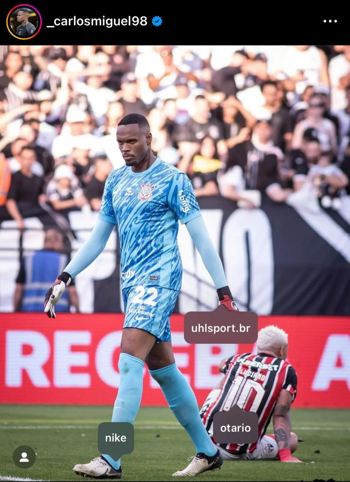 Carlos Miguel chama Luciano de "otário" em post após confusão em clássico entre Corinthians e São Paulo