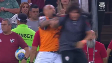STJD vai denunciar Felipe Melo por empurrão durante partida entre Fluminense e Atlético-GO, árbitro relata "conduta violenta"