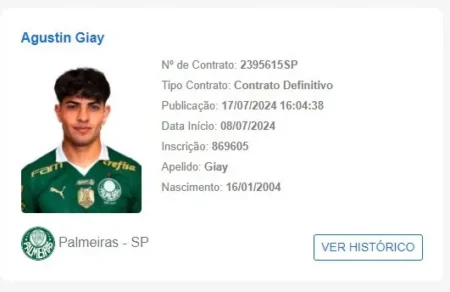 "Giay é convocado para o BID e pode fazer sua estreia pelo Palmeiras contra o Cruzeiro"