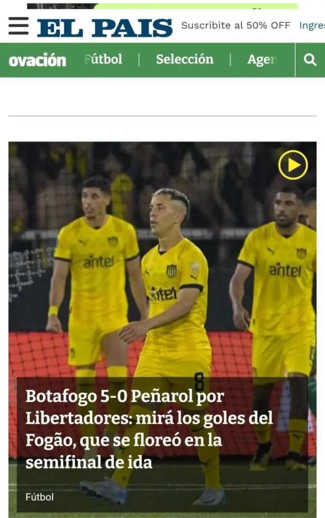 Botafogo avança às finais após goleada contra Peñarol: "Vendaval de gols" na imprensa uruguaia