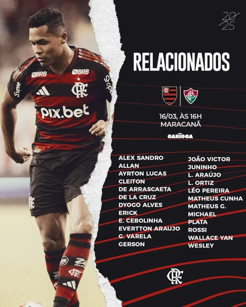 Convocados do Flamengo para a final: Cebolinha e Michael presentes