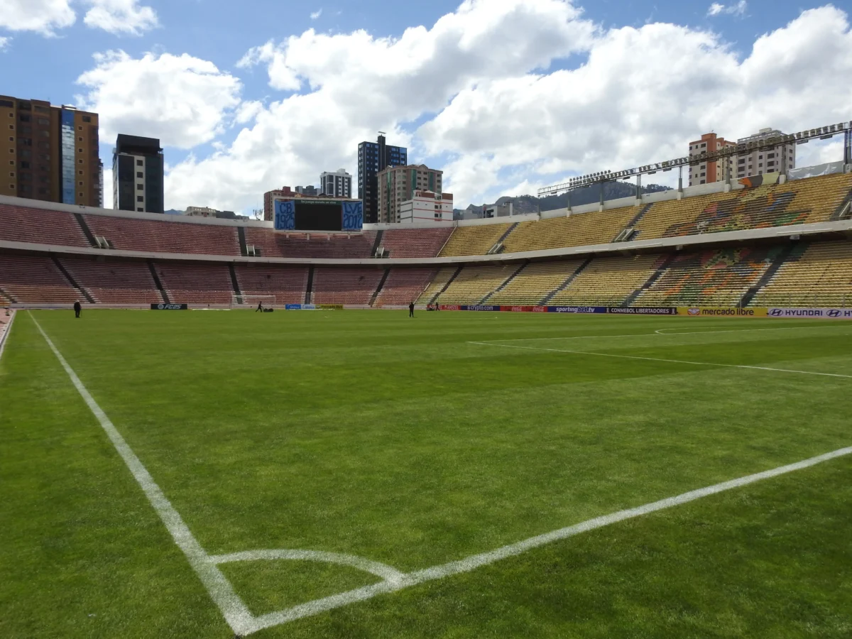 Manutenção no gramado do Estádio Hernando Siles para o jogo Bolívar x Palmeiras: confira as fotos