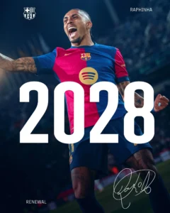 Raphinha renova com o Barcelona até 2028