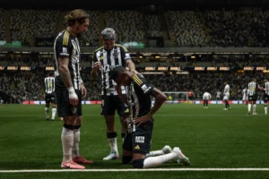 Emoção e homenagem: Patrick presenteia psicóloga após gol pelo Atlético-MG.