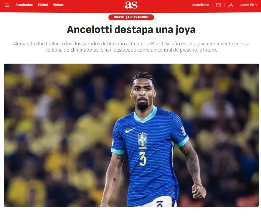El País exalta Alexsandro na Seleção Brasileira: "Ancelotti encontra um diamante"