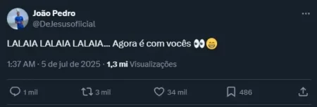 "João Pedro, do Chelsea, faz post em homenagem à paródia 'Palmeiras não tem Mundial' após vaga"