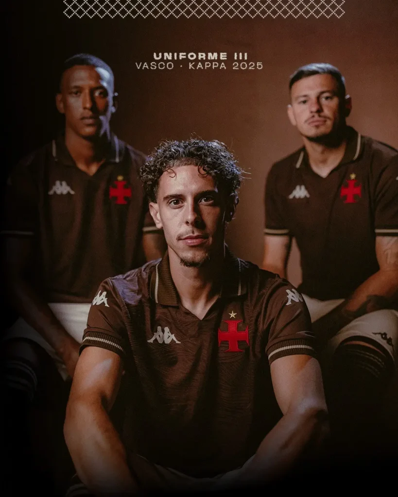 Vasco lança terceiro uniforme marrom para temporada 2025/2026